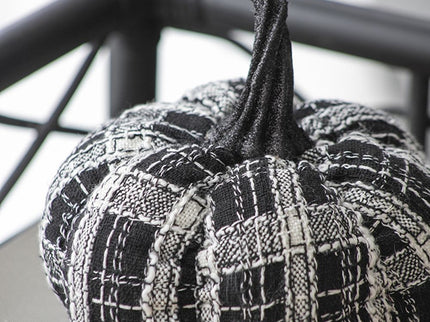 Light Plaid Pumpkin, For Holiday Halloween Decor - Black / White