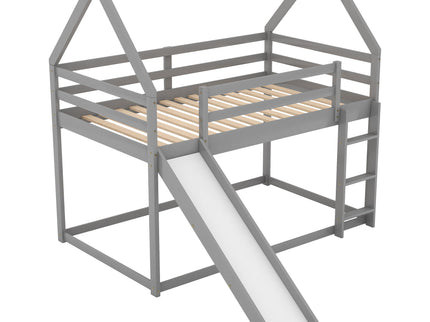 House Shape Bunk Bed With Slide And Ladder