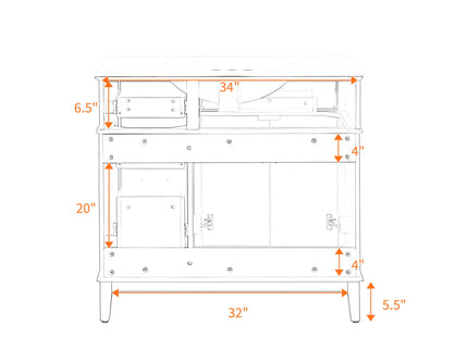 Modern Bathroom Vanity With Sink, Soft Close Doors, 4 Storage Drawers