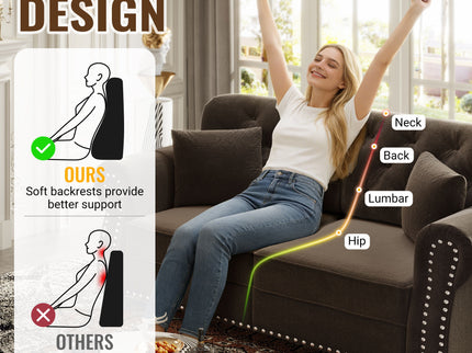 Upholstered 3 Seater Sofa Set With Ottoman
