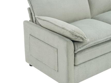 Modern Sofa Set With Double Layer Cushion And Side Storage Pockets