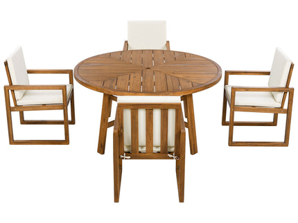 5 Piece Outdoor Patio Dining Set With 4 Armchairs And Table - Beige