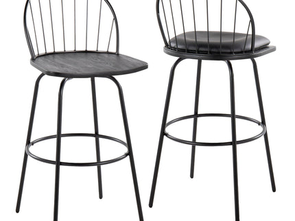 Riley - Claire Farmhouse Fixed Height Barstool With Swivel With Round Footrest (Set of 2)
