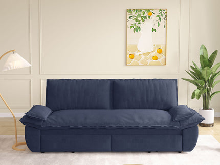 Queen Pull Out 3 In 1 Convertible Sleeper Sofa Bed - Blue