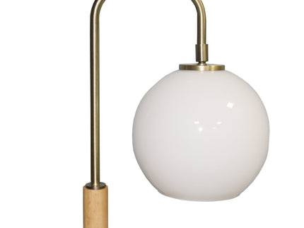 Bedside Table Lamp With Globe Lampshade - White