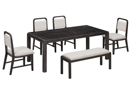 Extendable Dining Table Set With 4 Upholstered Chairs And 1 Bench