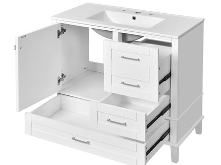 Bathroom Vanity, Modern Bathroom Cabinet With Sink Combo Set, Bathroom Storage Cabinet With A Soft Closing Door And 3 Drawers, Solid Wood Frame