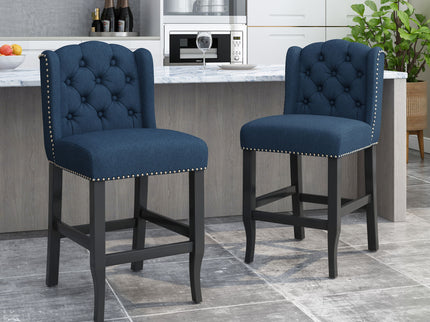 Vienna - Fabric Tufted Counter Stool With Nailhead Accents (Set of 2)
