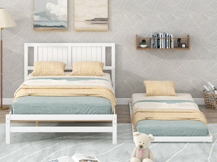 Platform Bed With Adjustable Trundle