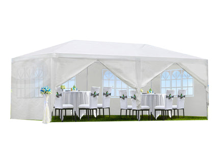 Wedding Party Canopy Tent Outdoor Gazebo With 6 Removable Sidewalls - White