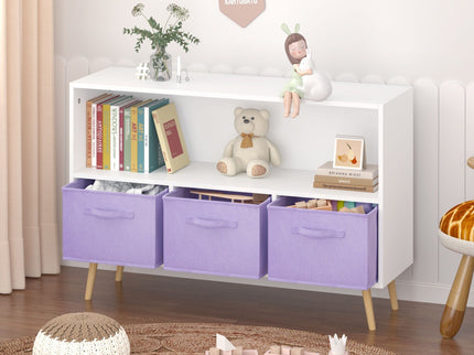 Bookcase With Collapsible Drawers, Book Display Organizer