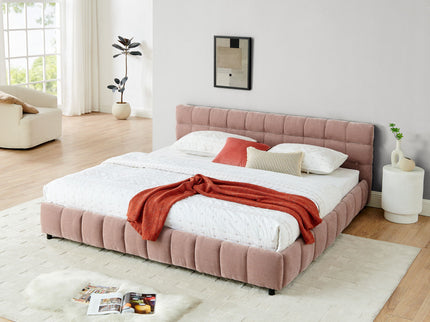 Modern Platform Bed Frame With Thick Fabric