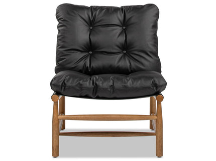 Oxford Leather Mid-Century Modern Accent Chair - Noir Black