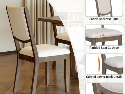 Rectangular Extendable Dining Table Set With 6 Upholstered Chairs