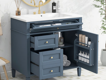 Bathroom Vanity With Top Sink, Storage Cabinet With 2 Drawers And Tip Out Drawer
