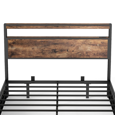 Frame With Hydraulic Lift Storage, RGB LED Lights & Multi-Port Charging, No Box Spring Needed