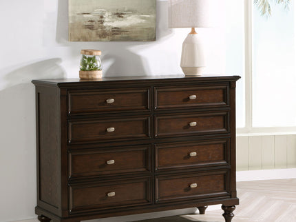 Berwick - 8 Drawer Dresser Cabinet With Felt Lined Drawers - Dark Oak