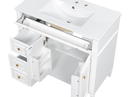 Bathroom Vanity With Sink, 3 Drawers & 2 Doors
