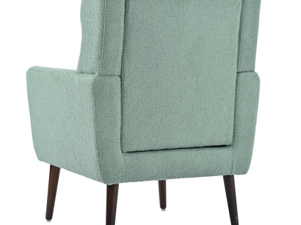 Modern Accent Chair, Teddy Fabric Living Room Chairs Comfy Reading Chair, Mid Century Accent Chair, Lounge Arm Chairs Armchair For Living Room Bedroom - Light Green