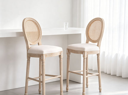 French Country Bar Chairs With Round Back (Set of 2)