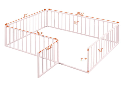 Metal Floor Bed Frame With Fence And Door