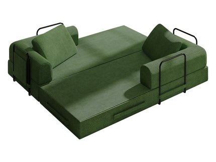 Convertible Sleeper Sofa Bed With Cylindrical Pillow, Fixed Shape Frame