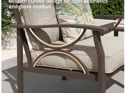 All-Weather Armchairs With Cushions, Modern Sculptural Design (Set of 2)