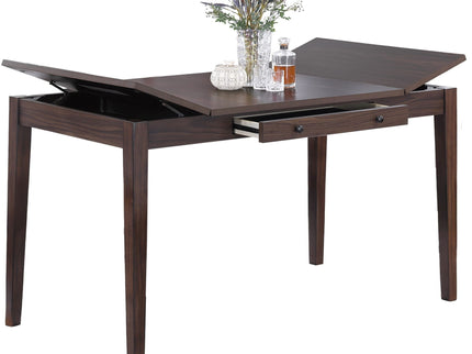 Counter Height Dining Table With Lift Top Storage And Front Drawer - Walnut