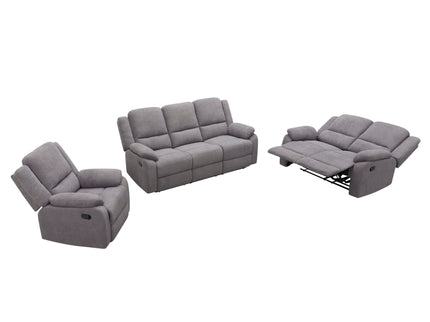 3 Piece Reclining Sofa Set With 150° Deep Recline, 3 Seat Couch, Loveseat & Single Recliner - Gray