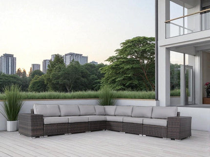 Rattan Sectional Sofa Set With Cushions