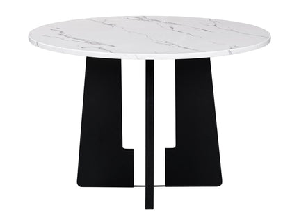 5 Piece Round Dining Table Set, Dining Table And 4 Upholstered Chairs For Dining Room, Kitchen Room, Living Room - White / Gray