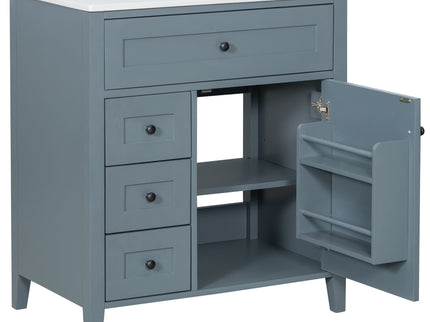Modern Bathroom Vanity With Sink, 3 Drawers And Adjustable Shelf
