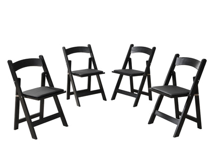 Solid Wood Upholstered Folding Chair Set, Dining Room (Set of 4)