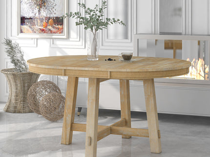 Gia - Round Extendable Dining Table With 16" Leaf Wood