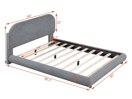 Upholstered Platform Bed With Thick Solid Frame And Stylish Curve-Shaped Design