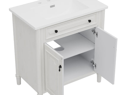 Vintage Bathroom Vanity With Sink, Rustic Cabinet With Soft Close Doors