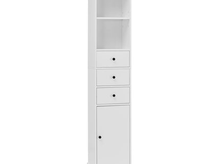 Tall Storage Cabinet With 3 Drawers And Adjustable Shelves For Bathroom