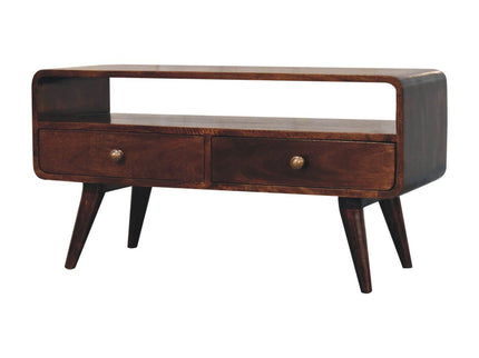 Solid Wood Curved Media Unit