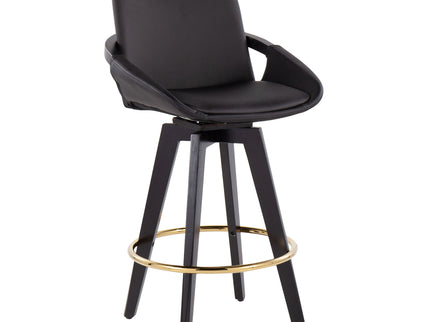Cosmo - Contemporary Fixed Height Counter Stool With Swivel With Round Footrest (Set of 2)
