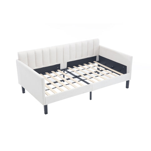 Elena - Boucle Upholstered Daybed, Ribbed Tufted Backrest