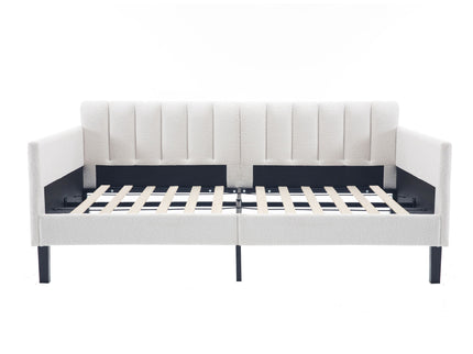 Elena - Boucle Upholstered Daybed, Ribbed Tufted Backrest