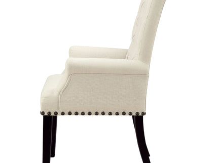 Vaughn - Upholstered Dining Chair With Tapered Legs And Nailhead Trim - Beige