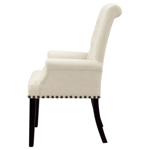 Vaughn - Upholstered Dining Chair With Tapered Legs And Nailhead Trim - Beige