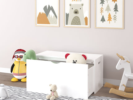 Toy Storage Organizer With Rolling Drawer, Chest With Wheels, Large Pull Out Bin For Nursery - White
