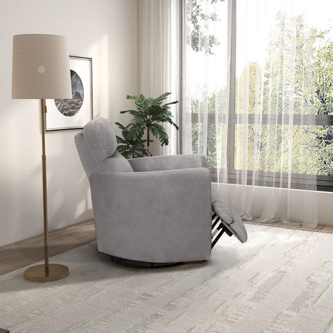 Lawson - Swivel Glider Suede Recliner Chair - Latte