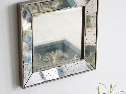 Distressed Accent Mirror, Traditional Style Framed Wall Mirror For Living Room