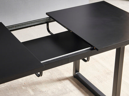 Square Extendable Dining Table With Metal Leg, Modern Space Saving Kitchen Table For Living Room