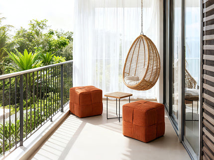 Modern Ottoman Foot Rest With Woven Design