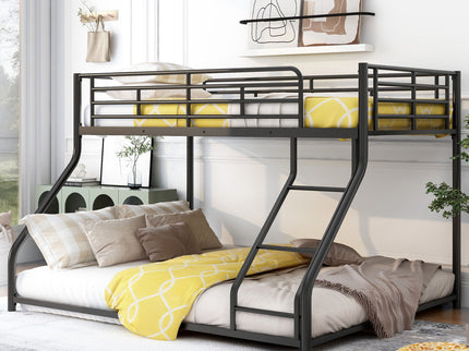 Metal Floor Bunk Bed With Sloped Ladder, Space Saving Design