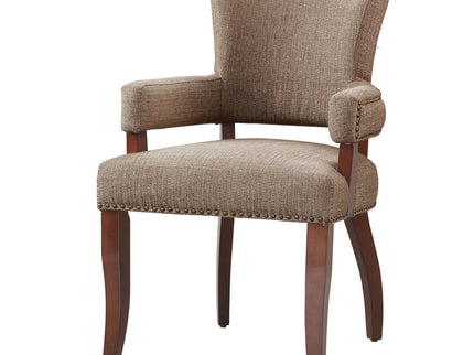 Elegant Arm Dining Chair With Brass Nail Head Detailing